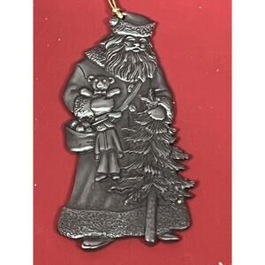 Avon Metal Ornament Santa 1993 With Tree